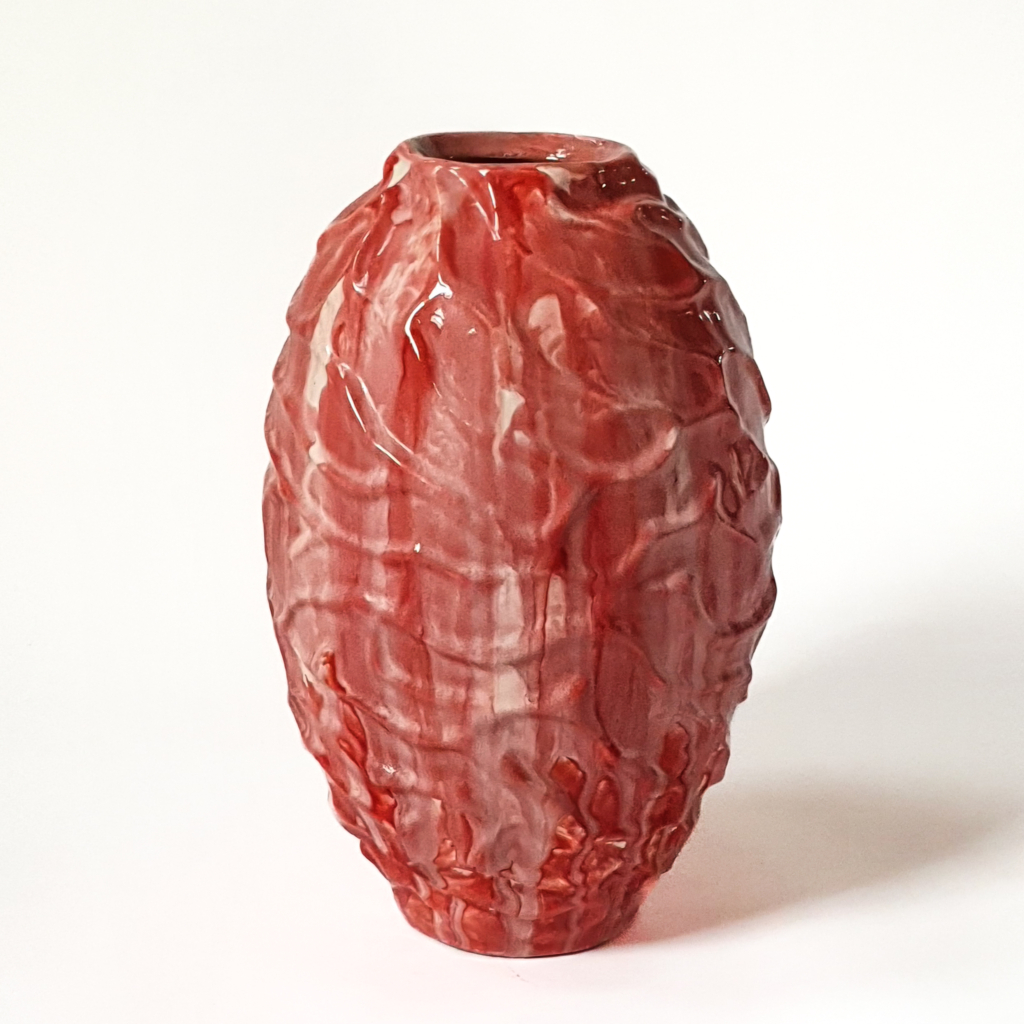 WAVE vase med rød glasur - brændefyret stentøj (38 cm) - Christian ...
