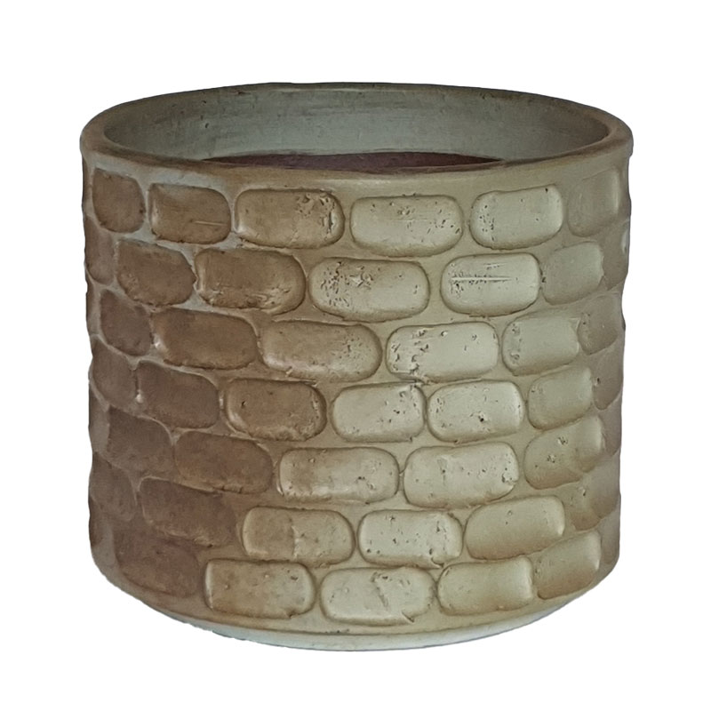 Unika_Cylinder_plantekrukke_Oe42_H38_frostsikker_traebraendt_planet_irgroen_silkemat_glasur_haanskaaret_textur_x